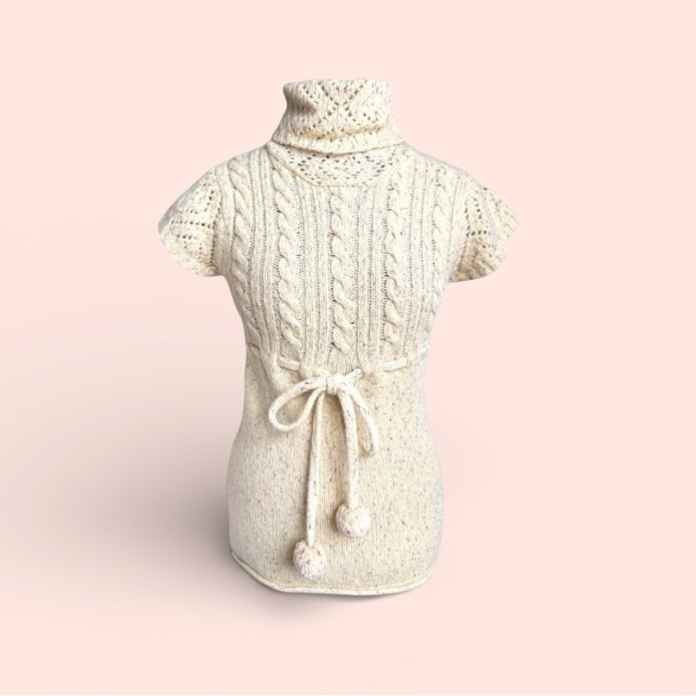 NWOT Anthropologie Cream Cable Knit Cowl Neck Sweater